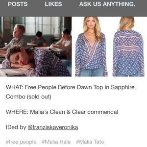 Free People Sapphire and White Blouse